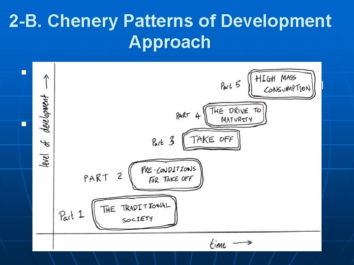 2 -B. Chenery Patterns of Development Approach n n A bit like Rostow’s “Stages