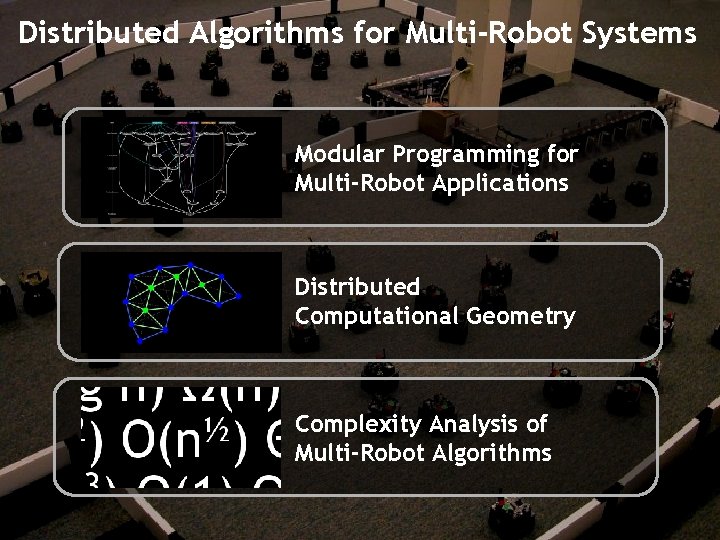 Distributed Algorithms for Multi-Robot Systems Modular Programming for Multi-Robot Applications Distributed Computational Geometry Complexity