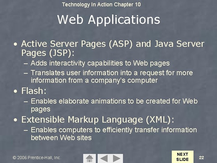 Technology In Action Chapter 10 Web Applications • Active Server Pages (ASP) and Java