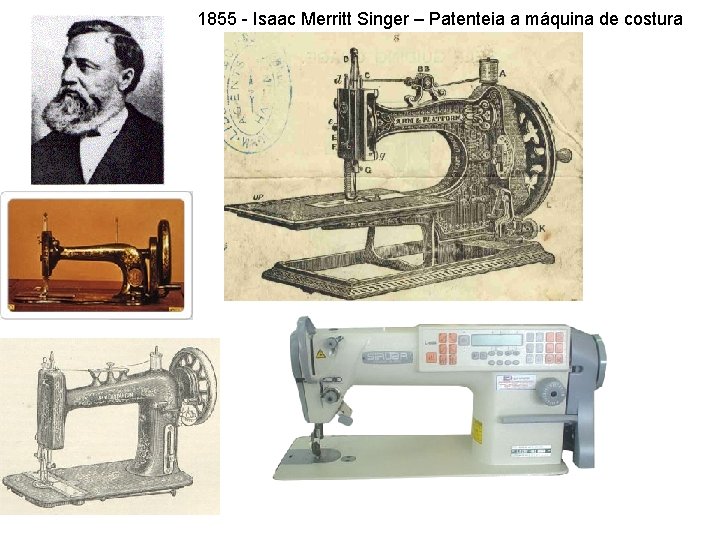 1855 - Isaac Merritt Singer – Patenteia a máquina de costura 