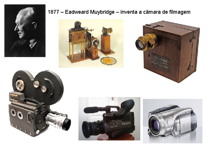 1877 – Eadweard Muybridge – inventa a câmara de filmagem 