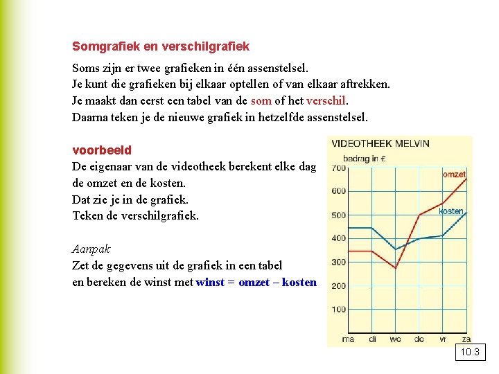 Somgrafiek en verschilgrafiek Soms zijn er twee grafieken in één assenstelsel. Je kunt die