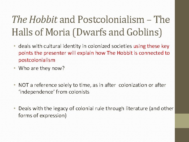 The Hobbit and Postcolonialism – The Halls of Moria (Dwarfs and Goblins) • deals