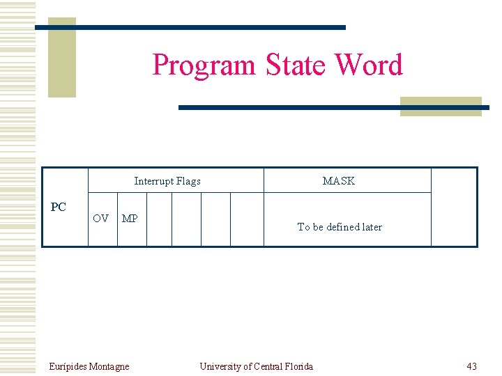 Program State Word Interrupt Flags PC OV MP Eurípides Montagne MASK To be defined