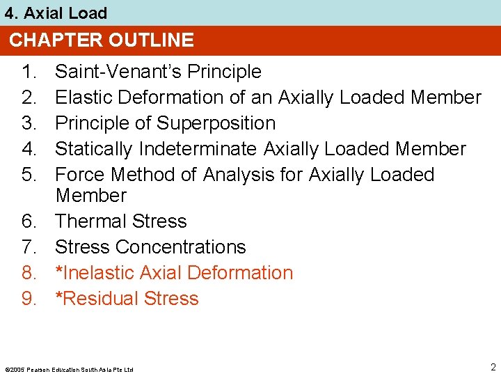 4. Axial Load CHAPTER OUTLINE 1. 2. 3. 4. 5. 6. 7. 8. 9.