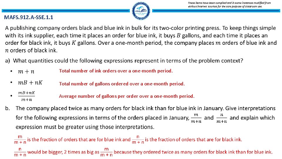 These items have been compiled and in some instances modified from various internet sources