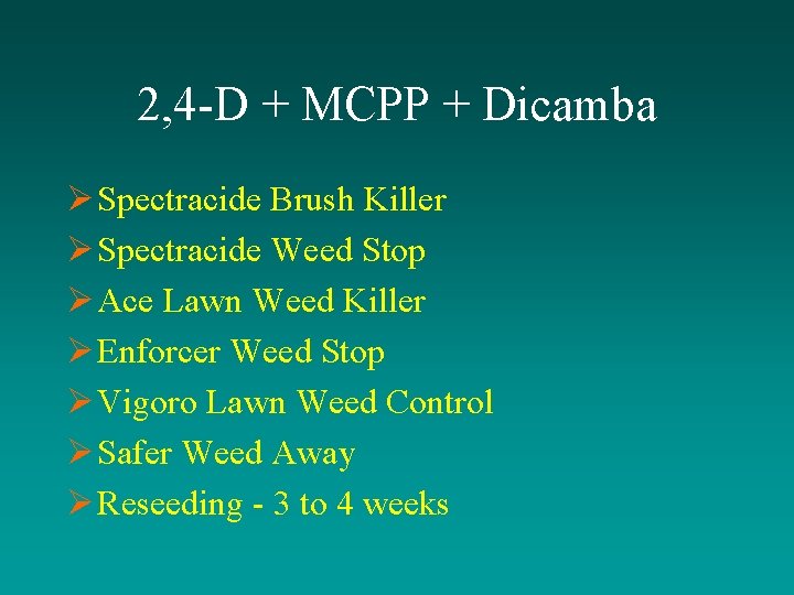 2, 4 -D + MCPP + Dicamba Ø Spectracide Brush Killer Ø Spectracide Weed