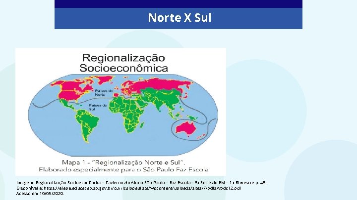 Norte X Sul Imagem: Regionalização Socioeconômica – Caderno do Aluno São Paulo – Faz