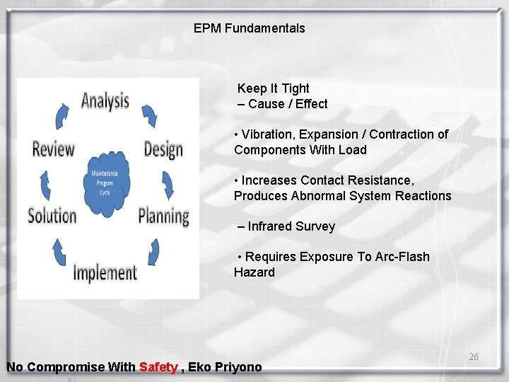 EPM Fundamentals Keep It Tight – Cause / Effect • Vibration, Expansion / Contraction