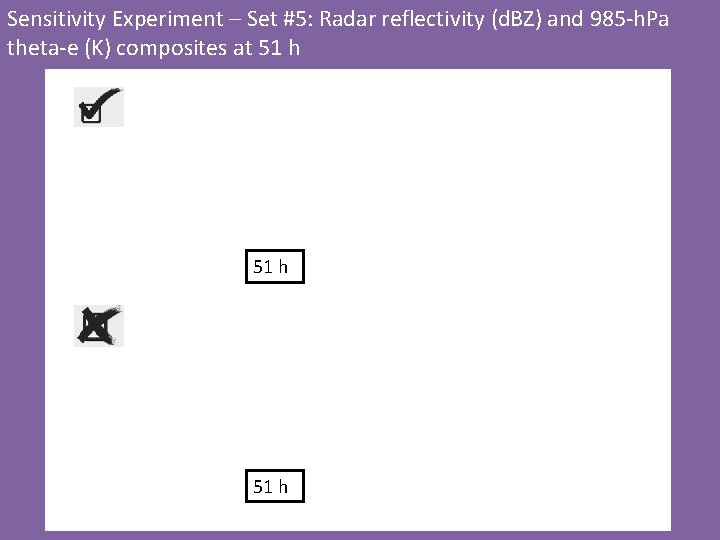 Sensitivity Experiment – Set #5: Radar reflectivity (d. BZ) and 985 -h. Pa theta-e