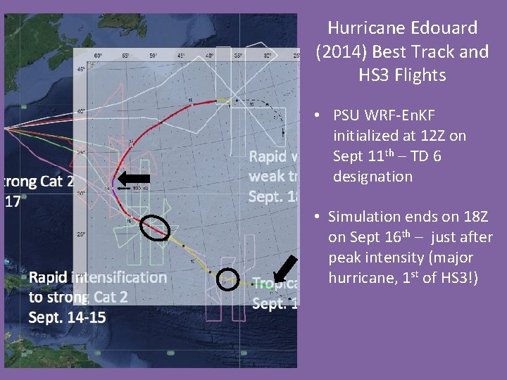 Hurricane Edouard (2014) Best Track and HS 3 Flights • PSU WRF-En. KF initialized