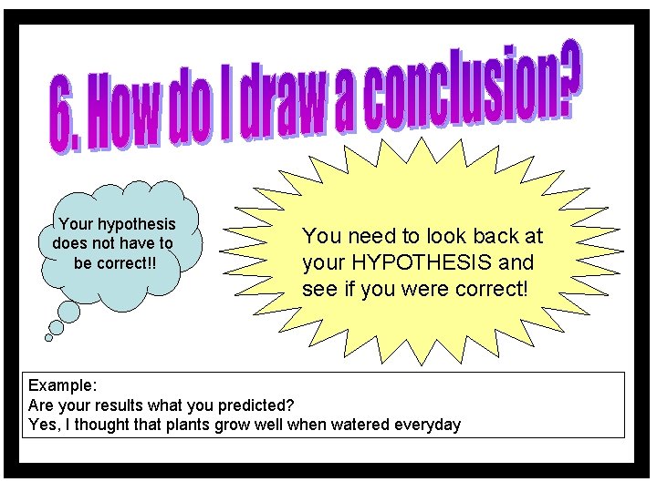 Your hypothesis does not have to be correct!! You need to look back at