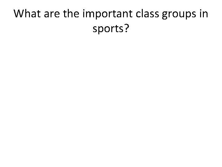 What are the important class groups in sports? 