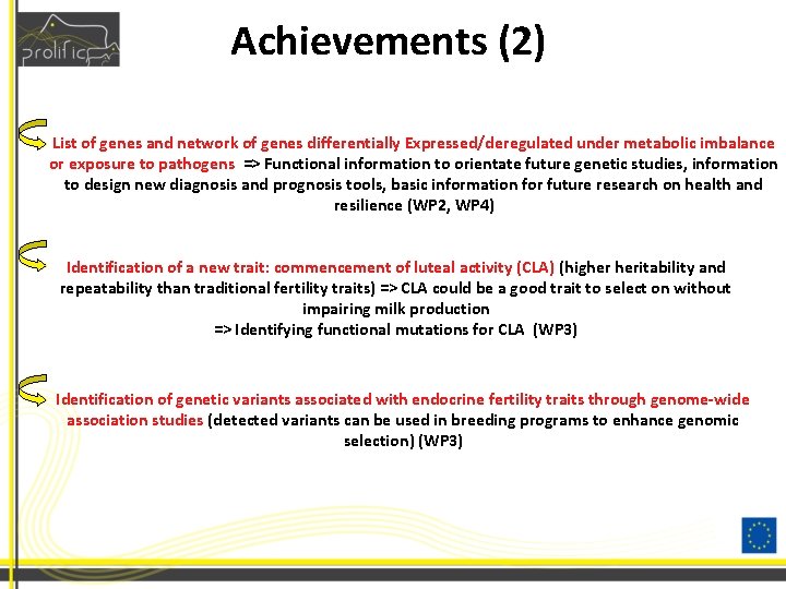 Achievements (2) List of genes and network of genes differentially Expressed/deregulated under metabolic imbalance