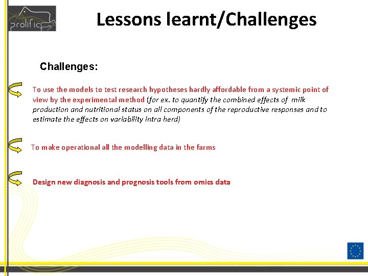 Lessons learnt/Challenges: To use the models to test research hypotheses hardly affordable from a