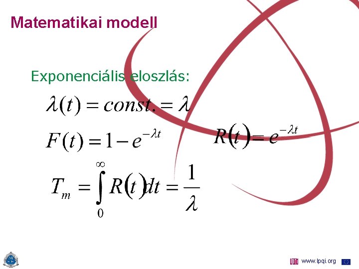 Matematikai modell Exponenciális eloszlás: www. lpqi. org 