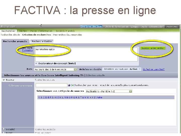 FACTIVA : la presse en ligne 