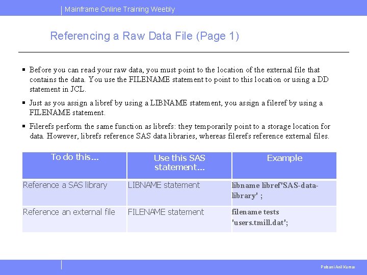 Mainframe Online Training Weebly Referencing a Raw Data File (Page 1) § Before you Mainframe Online Training Weebly Referencing a Raw Data File (Page 1) § Before you