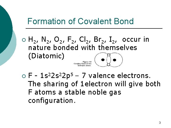Formation of Covalent Bond ¡ ¡ H 2, N 2, O 2, F 2,