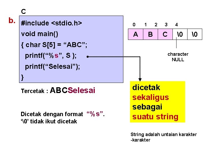 C b. #include <stdio. h> 0 void main() A 1 2 B 3 C