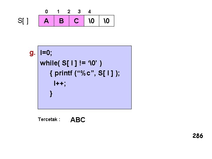 0 S[ ] A 1 B 2 3 C 4     g. I=0;