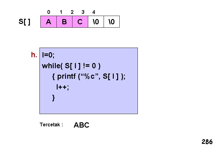 0 S[ ] A 1 B 2 3 C 4     h. I=0;