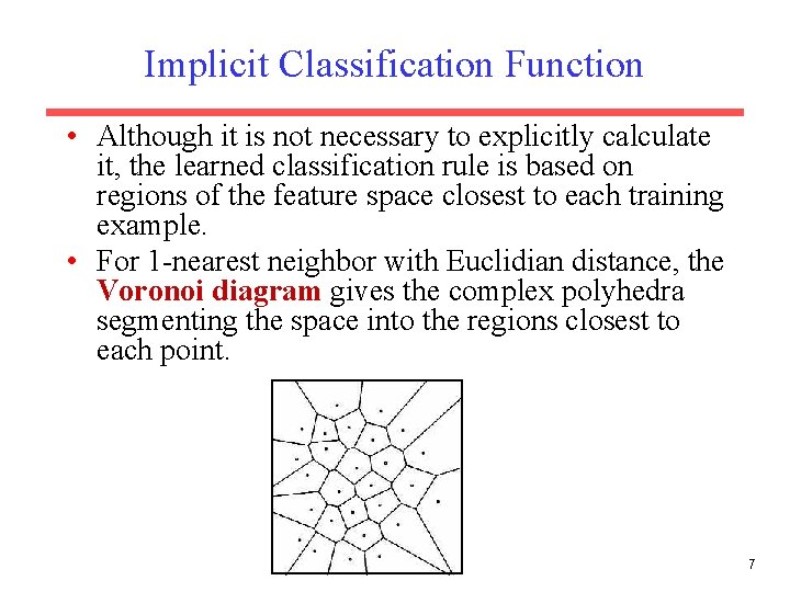 Implicit Classification Function • Although it is not necessary to explicitly calculate it, the