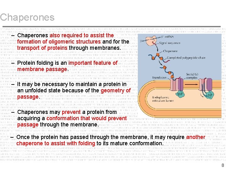 Chaperones – Chaperones also required to assist the formation of oligomeric structures and for