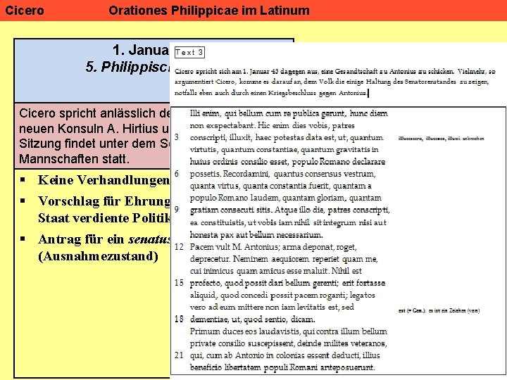 Cicero Orationes Philippicae im Latinum 1. Januar 43 5. Philippische Rede Cicero spricht anlässlich