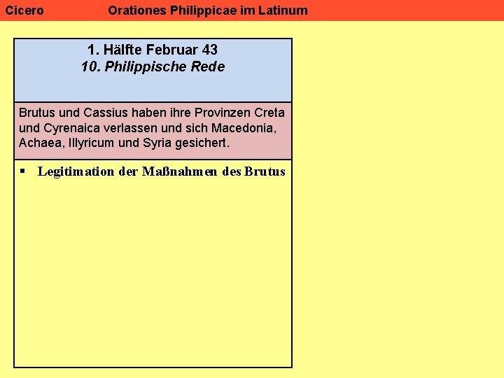 Cicero Orationes Philippicae im Latinum 1. Hälfte Februar 43 10. Philippische Rede Brutus und