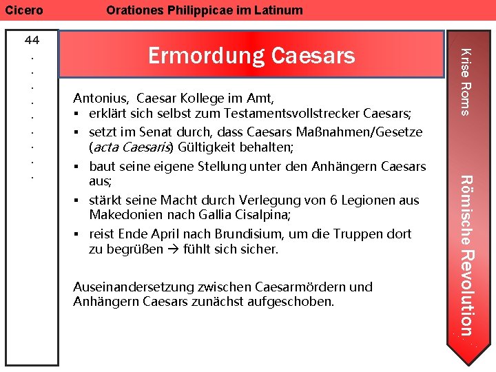 Cicero Ermordung Caesars Antonius, Caesar Kollege im Amt, § erklärt sich selbst zum Testamentsvollstrecker