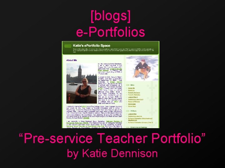 [blogs] e-Portfolios “Pre-service Teacher Portfolio” by Katie Dennison 