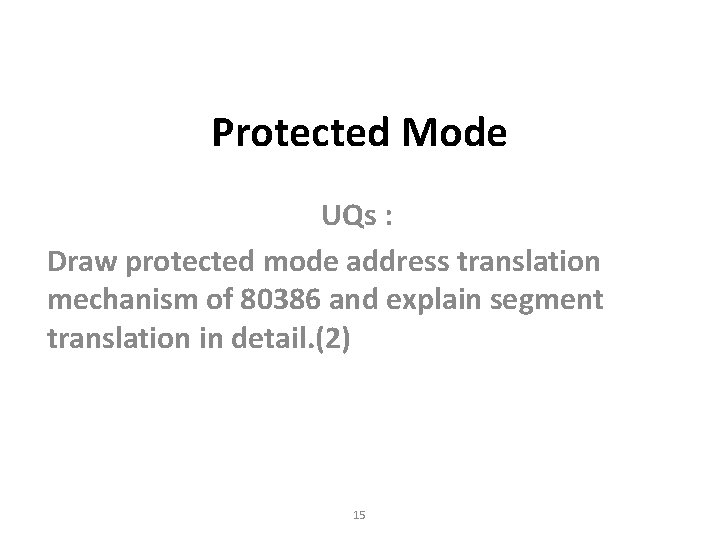 Protected Mode UQs : Draw protected mode address translation mechanism of 80386 and explain