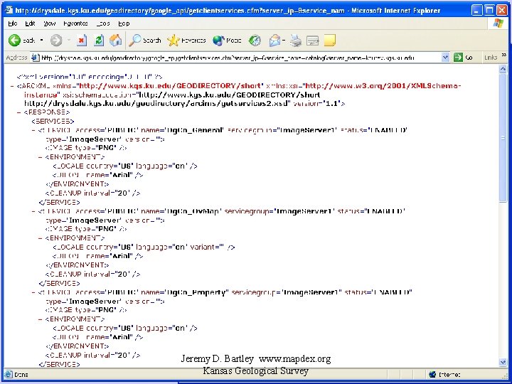 Discovering Published mapservices 1. Search Google for possible mapserver sites. 2. For each server,