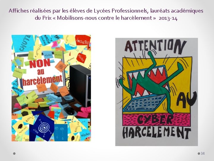 Affiches réalisées par les élèves de Lycées Professionnels, lauréats académiques du Prix « Mobilisons-nous