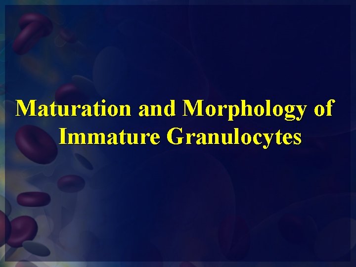 Maturation and Morphology of Immature Granulocytes 