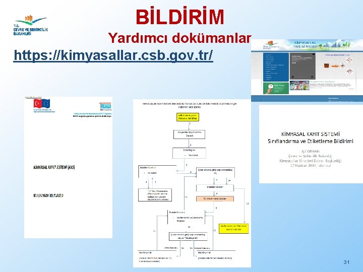 BİLDİRİM Yardımcı dokümanlar https: //kimyasallar. csb. gov. tr/ 31 