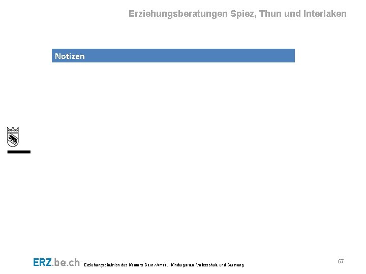 Erziehungsberatungen Spiez, Thun und Interlaken Notizen Erziehungsdirektion des Kantons Bern / Amt für Kindergarten,