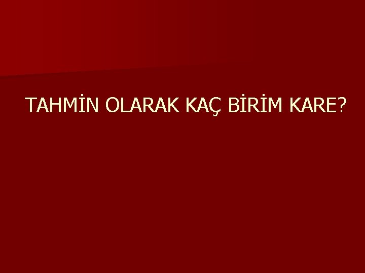 TAHMİN OLARAK KAÇ BİRİM KARE? 