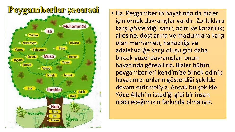  • Hz. Peygamber'in hayatında da bizler için örnek davranışlar vardır. Zorluklara karşı gösterdiği