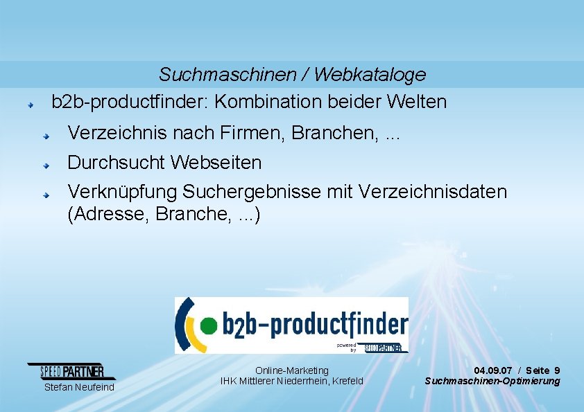 Suchmaschinen / Webkataloge b 2 b-productfinder: Kombination beider Welten Verzeichnis nach Firmen, Branchen, .