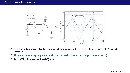Op-amp circuits: inverting amplifier * If the signal frequency is too high, a practical