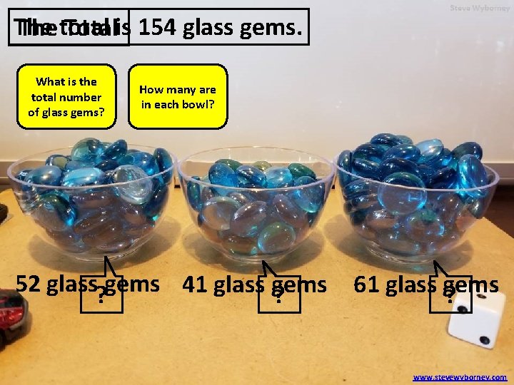 The Thetotal Totalis 154 glass gems. What is the total number of glass gems?