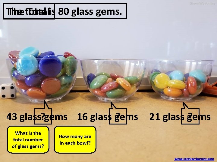 The Thetotal Totalis 80 glass gems. 43 glass? gems 16 glass gems ? What