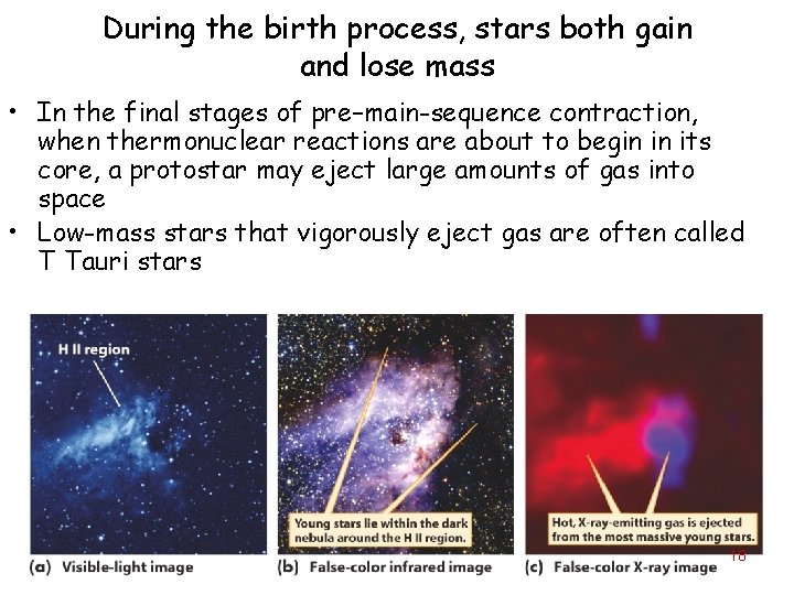 During the birth process, stars both gain and lose mass • In the final