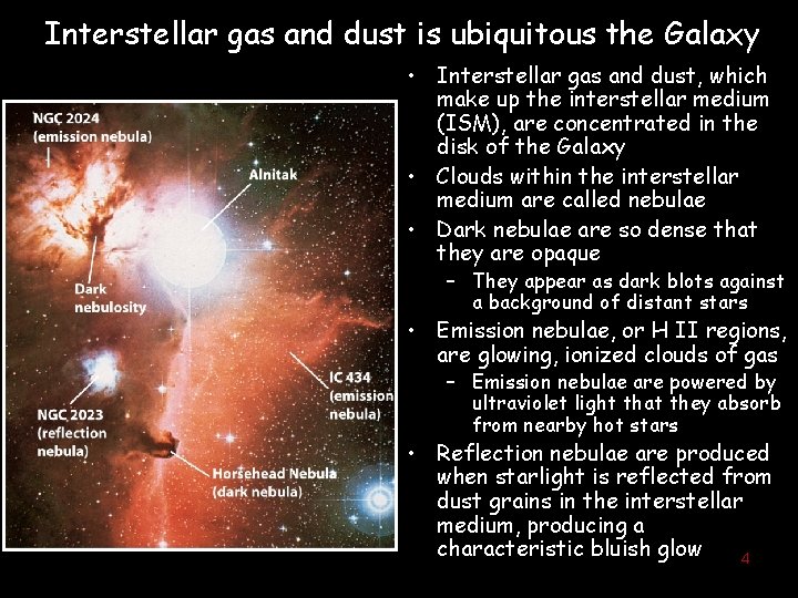 Interstellar gas and dust is ubiquitous the Galaxy • Interstellar gas and dust, which