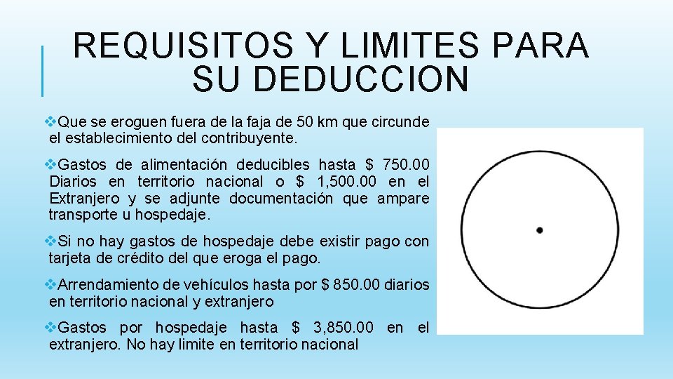 REQUISITOS Y LIMITES PARA SU DEDUCCION v. Que se eroguen fuera de la faja