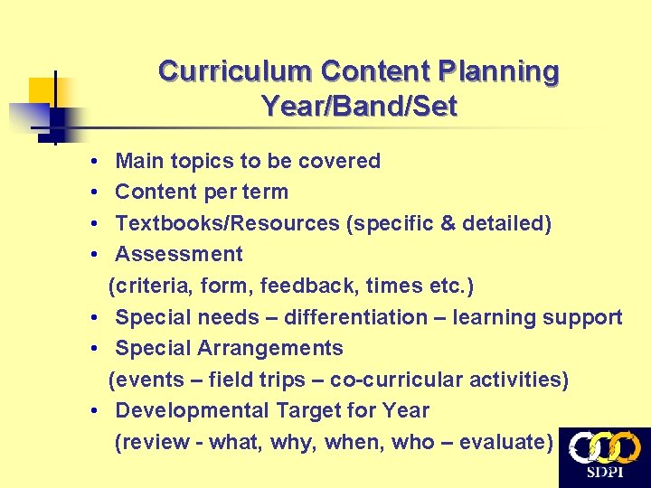 Curriculum Content Planning Year/Band/Set • • Main topics to be covered Content per term