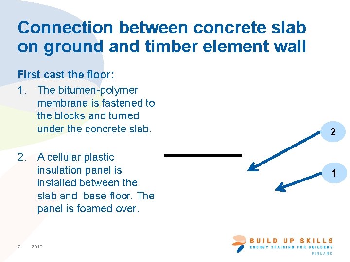 Connection between concrete slab on ground and timber element wall First cast the floor: