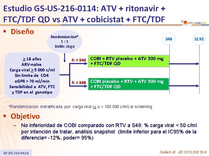 Estudio GS-US-216 -0114: ATV + ritonavir + FTC/TDF QD vs ATV + cobicistat +